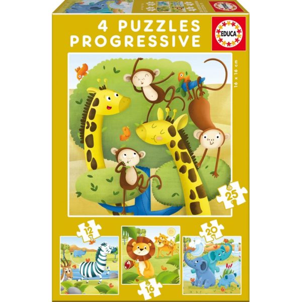 Puzzle progresivo 12-16-20-25 piezas Animales