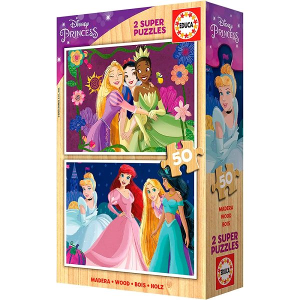 Princesas Disney puzzle 2x50 piezas de madera