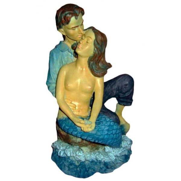 Figura Sirena con Amante resina 23 cm